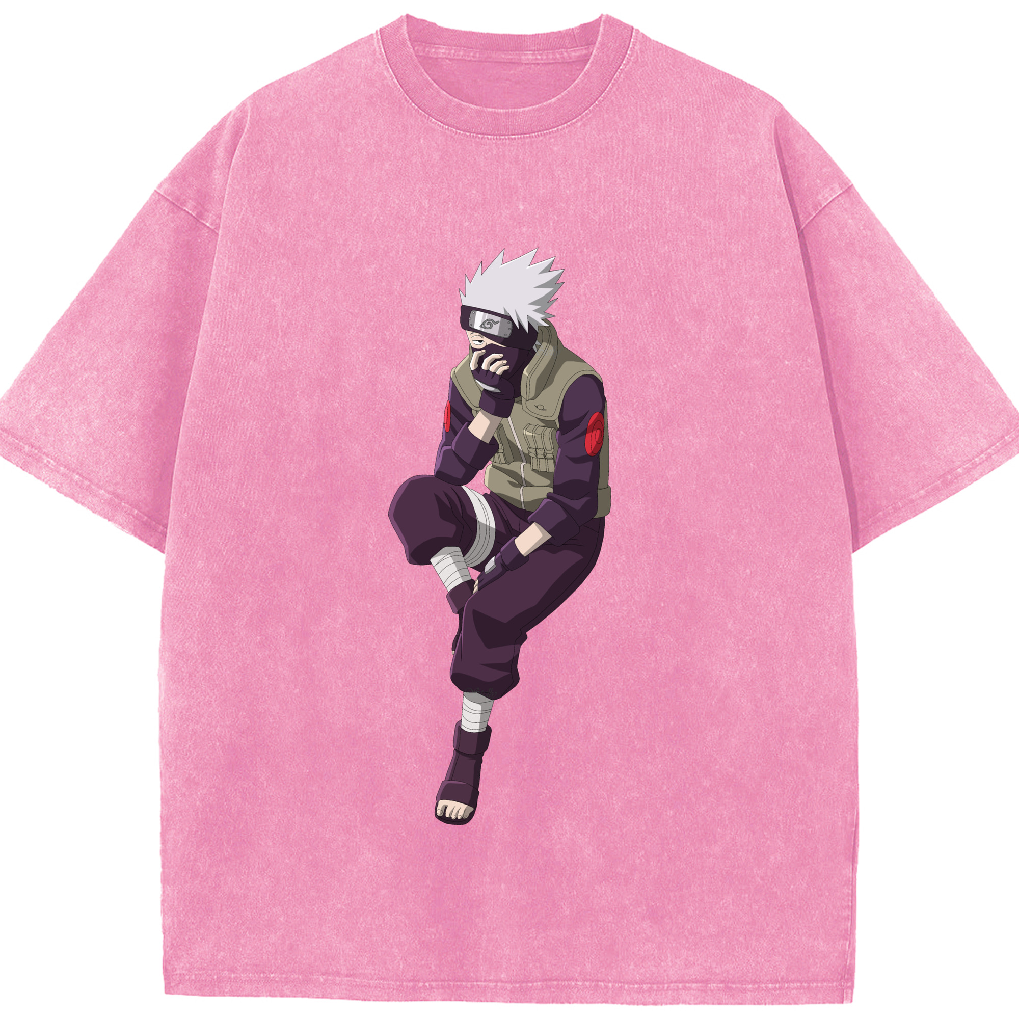 （画像用） NARUTO -ナルト- はたけ カカシ Hatake Kakashi 綿100% ヴィンテージ風 半袖Tシャツ（フロントプリント）